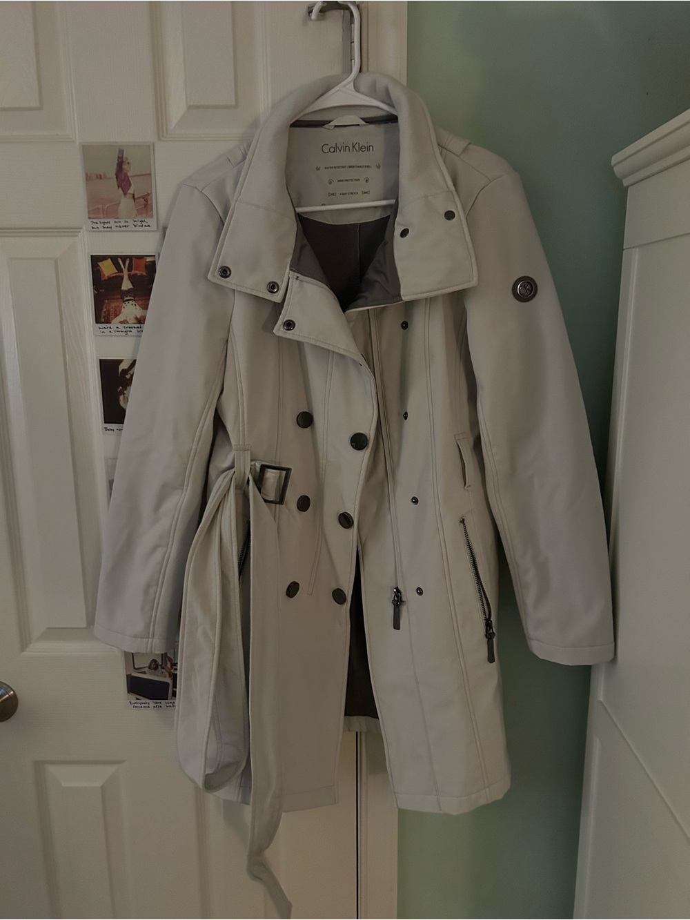 Calvin Klein White Trench Coat with Belt